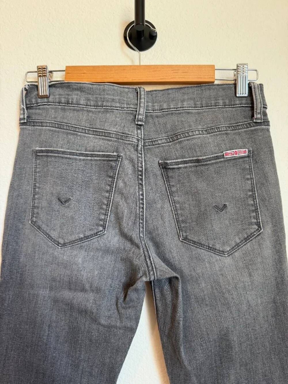 Hudson Natalie Mid-Rise Super Skinny Ankle Raw Hem Jean 27 Washed Black Gray